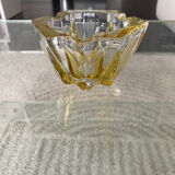 Cendrier vide poches vintage en verre ou cristal ciselé jaune