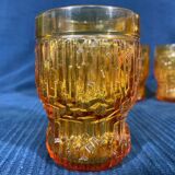 Set of 4 glasses in pressed glass mold vintage geometric shape
