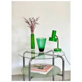 Table d’appoint en métal chrome et verre