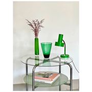 Table d'appoint en métal chrome et verre