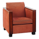 Fauteuil design Art Déco avec revêtement en tissu rouge et détails en bois