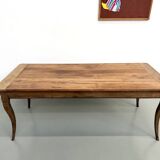 Farm table in solid cherry — Saber legs, Circa 1880