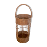 Panier bar rond en rotin et osier des années 70