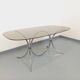 Vintage rectangular rounded dining table in smoked glass and chrome metal