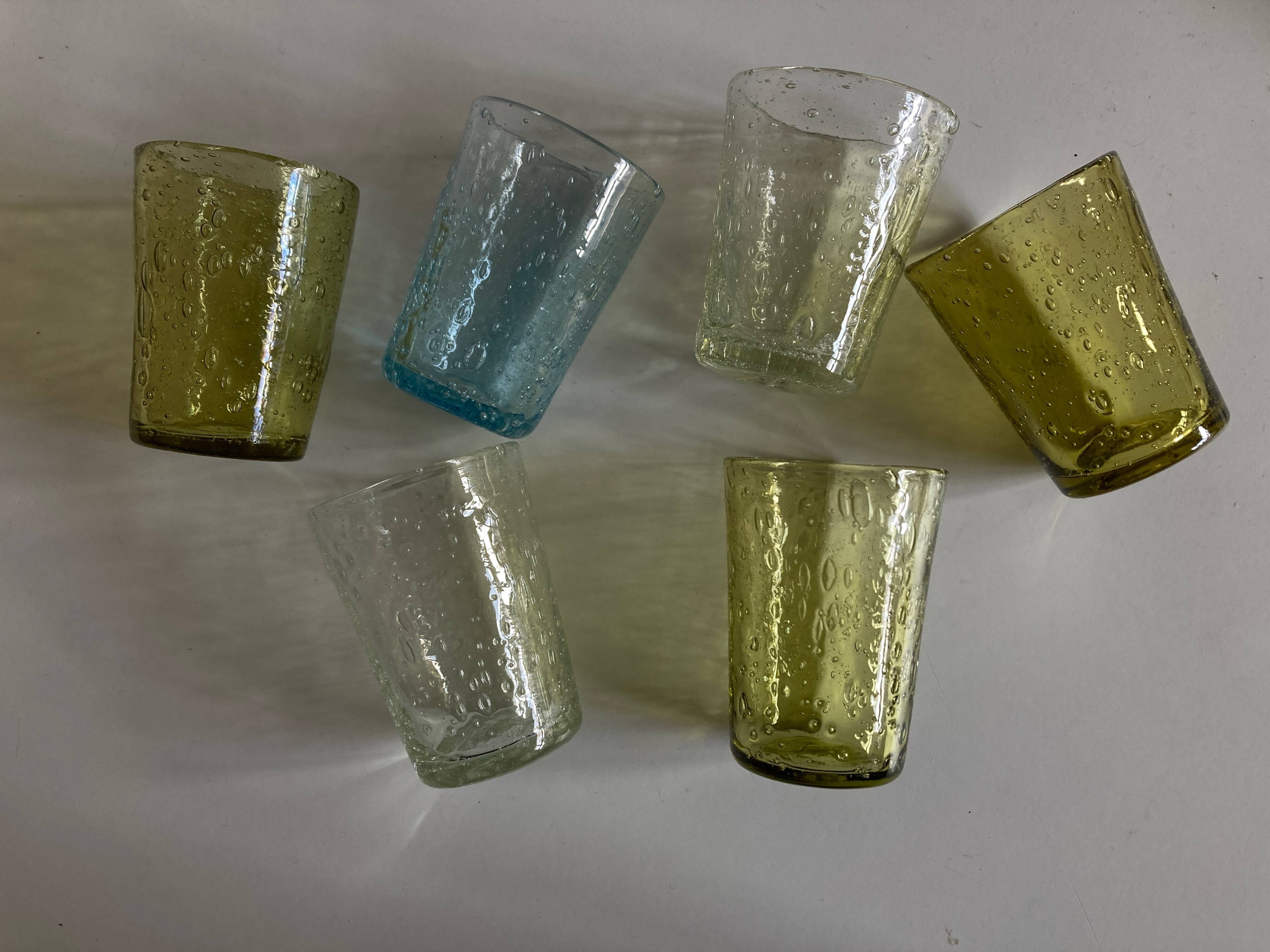 Set of 6 glass shot glasses from Biot 1960