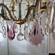 Brass cage chandelier and crystal pendants with 8 lights and 79 pendants
