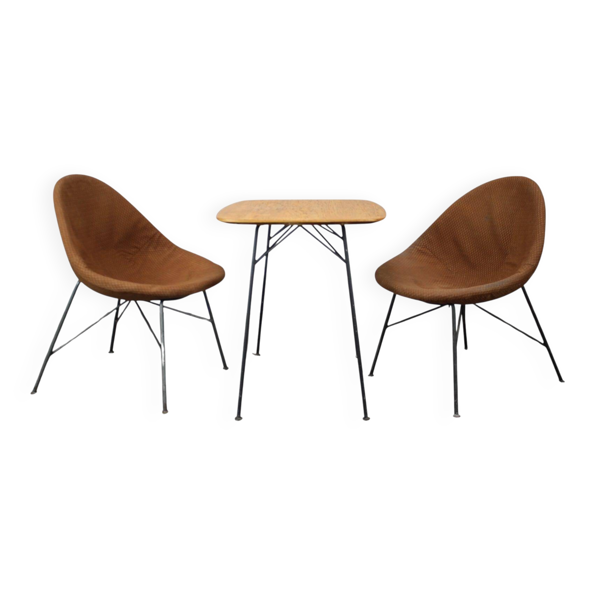Mid-Century Italian Coffee Table and Two Chairs, 1960s