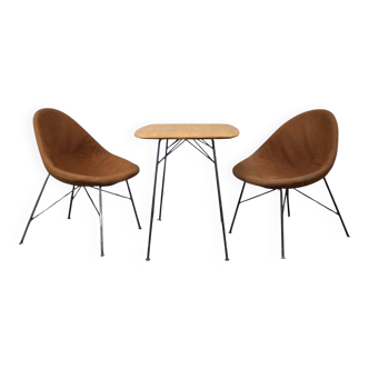 Mid-Century Italian Coffee Table and Two Chairs, 1960s