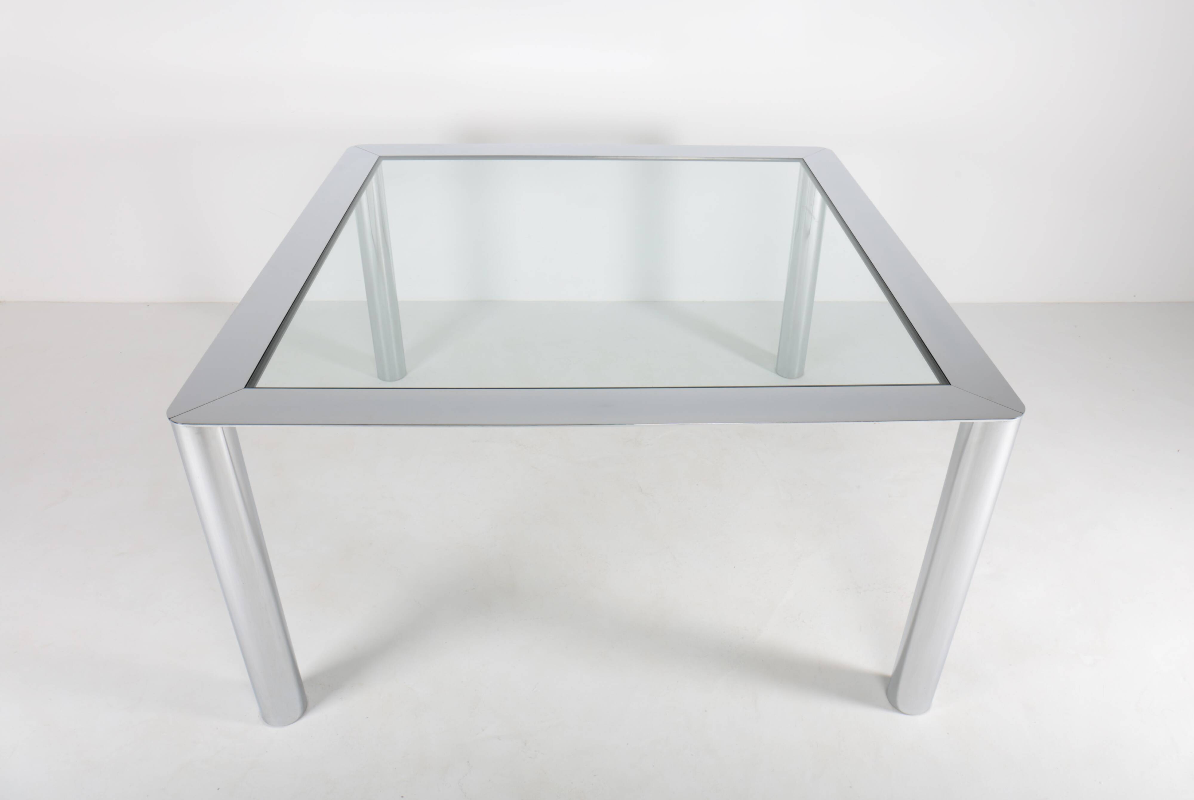 Square chrome-plated steel table by Sergio Mazza for Cinova, Italy, 1970s