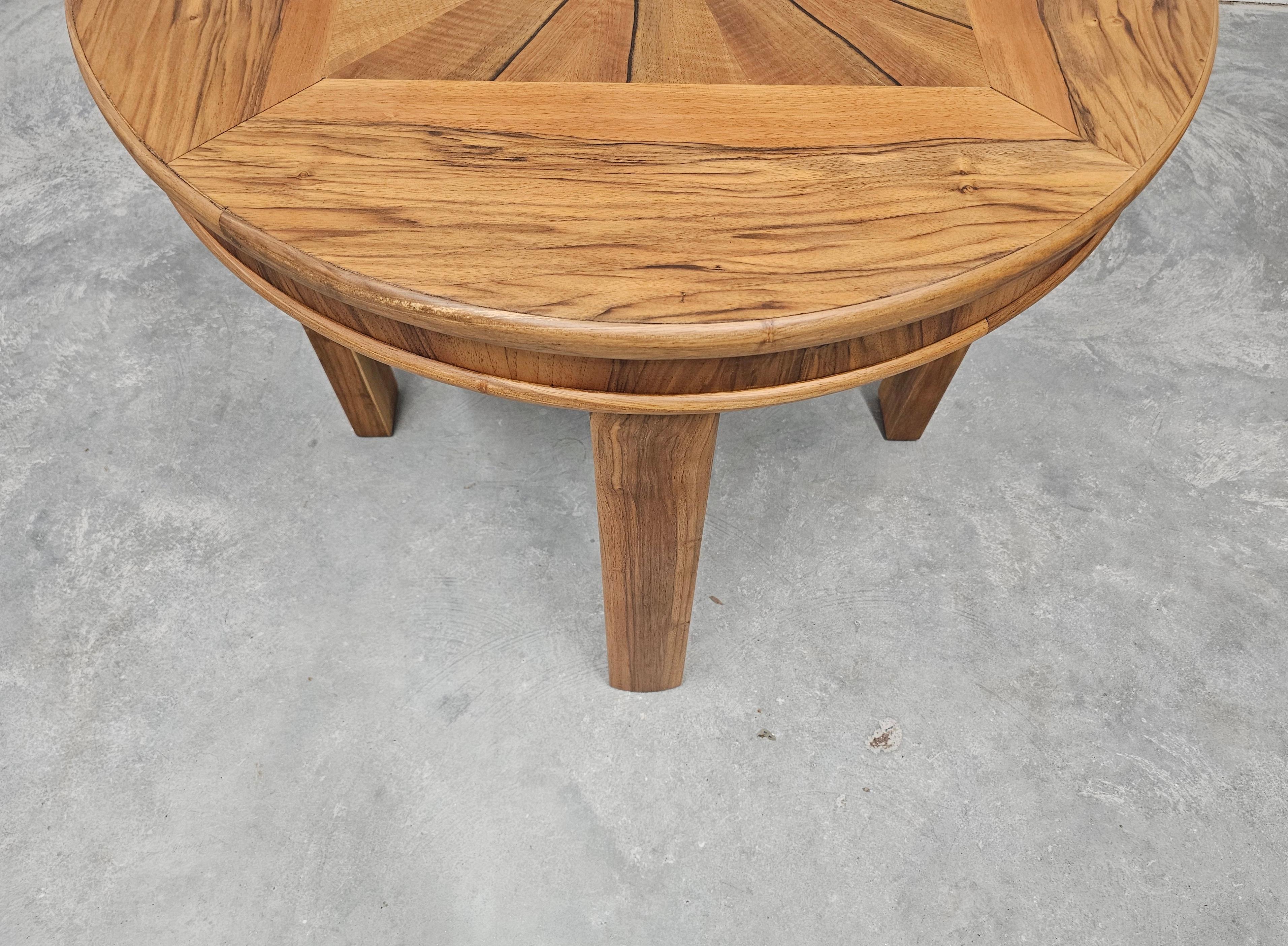Art Deco Round Side Table in Walnut 1930s
