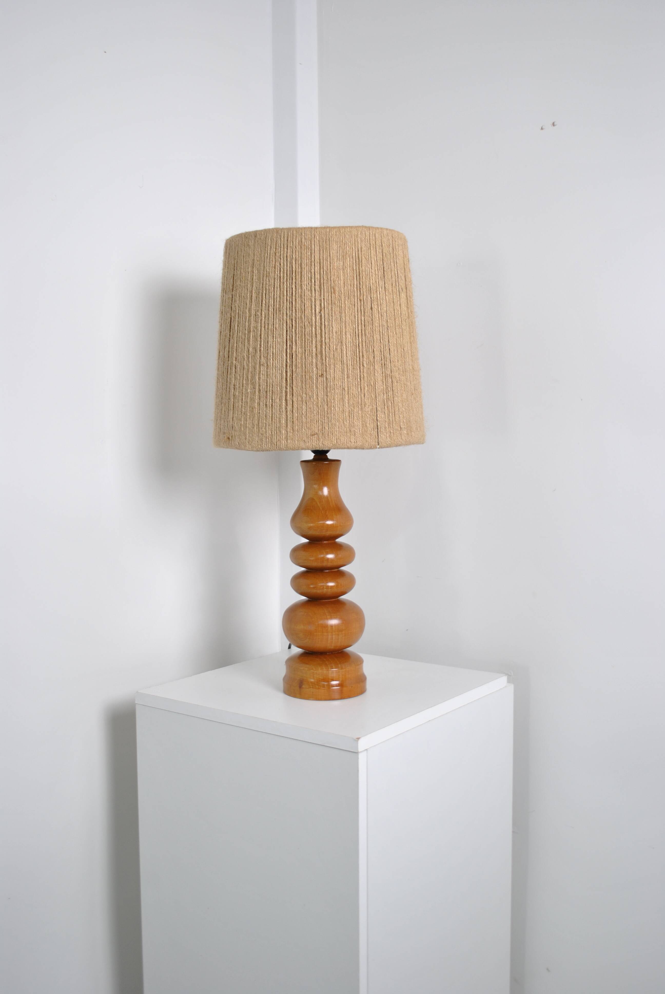 Wooden lamp with rope shade 1970