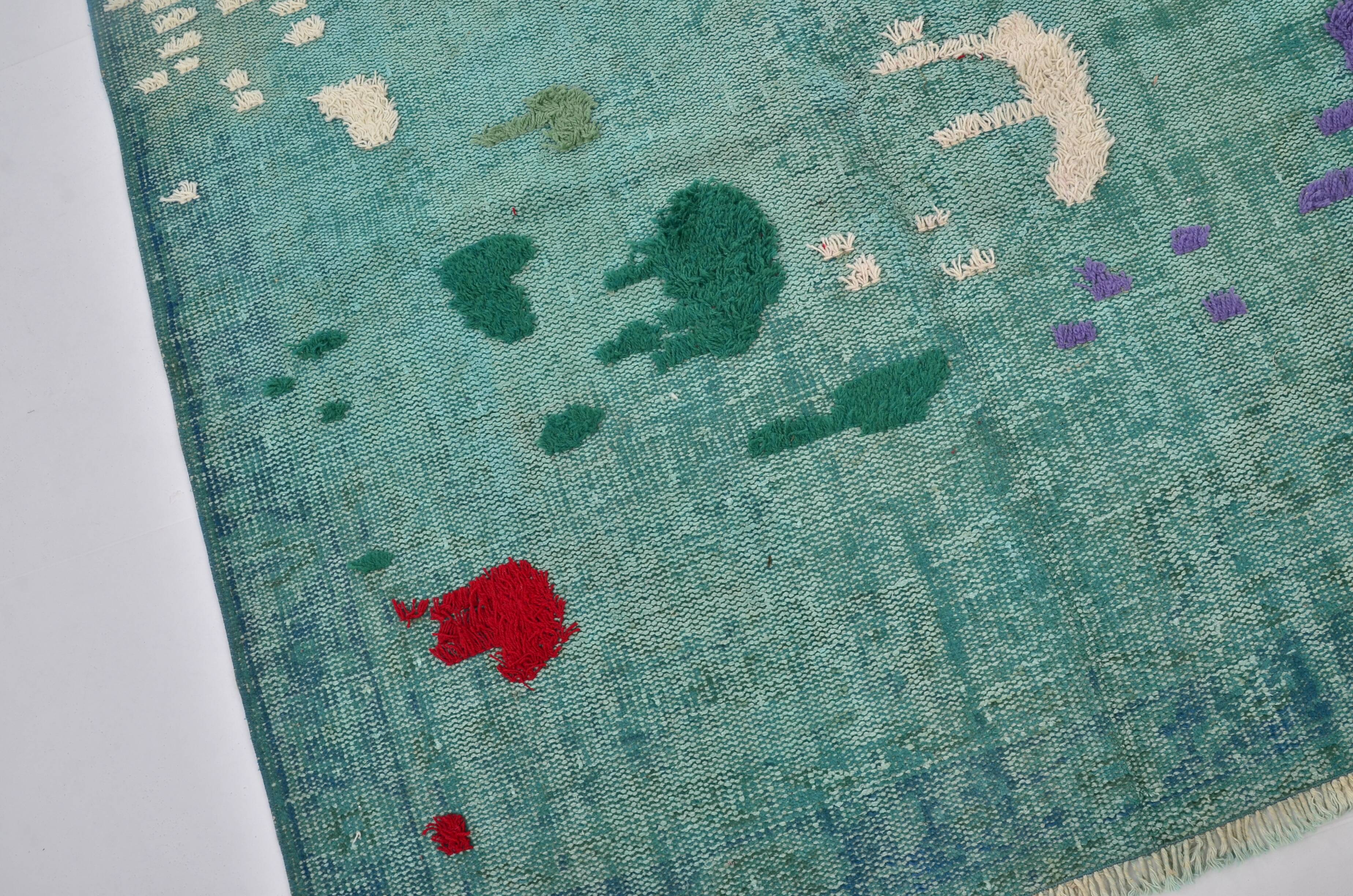 One Kind Unique Vintage Wool Carpet