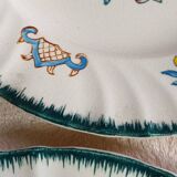 Set of 6 large flat plates Longwy Vieux Rouen vintage