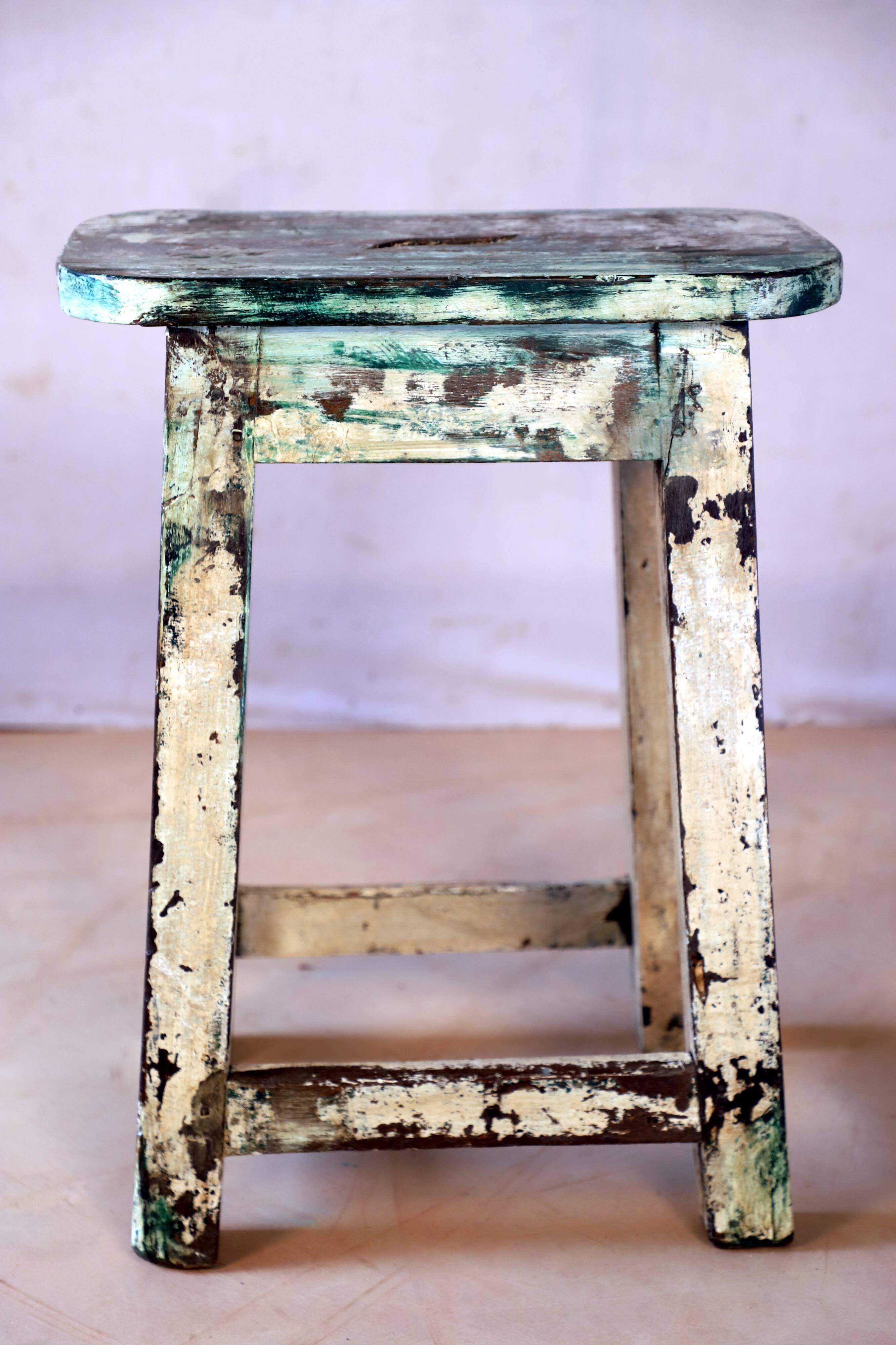 Old Burmese teak workshop stool