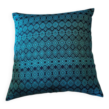 Housse de coussin Kachin bleu et turquoise (RIDA)