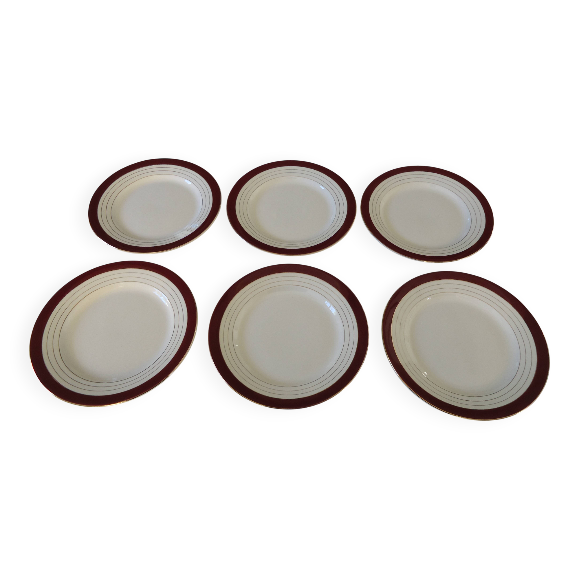 Digoin sarreguemines opaque porcelain dinner plates, pasteur pattern