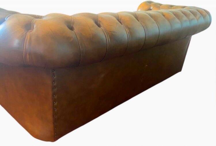 Chesterfield 3-seater sofa in brown leather