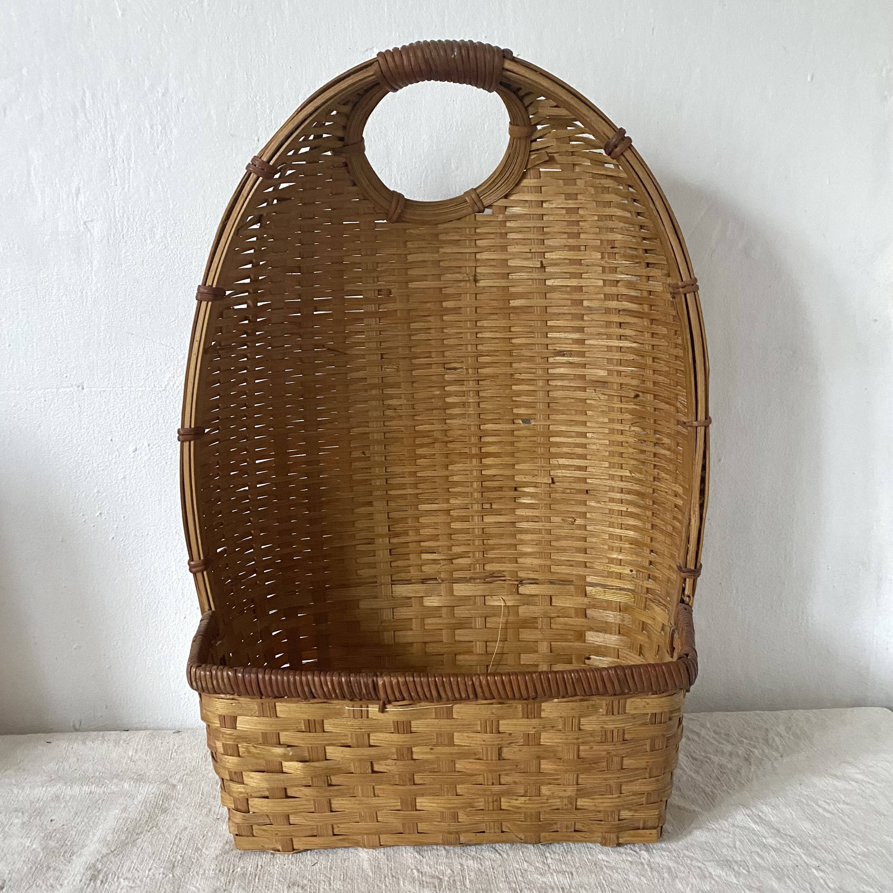 Woven rattan basket, storage or hanging basket