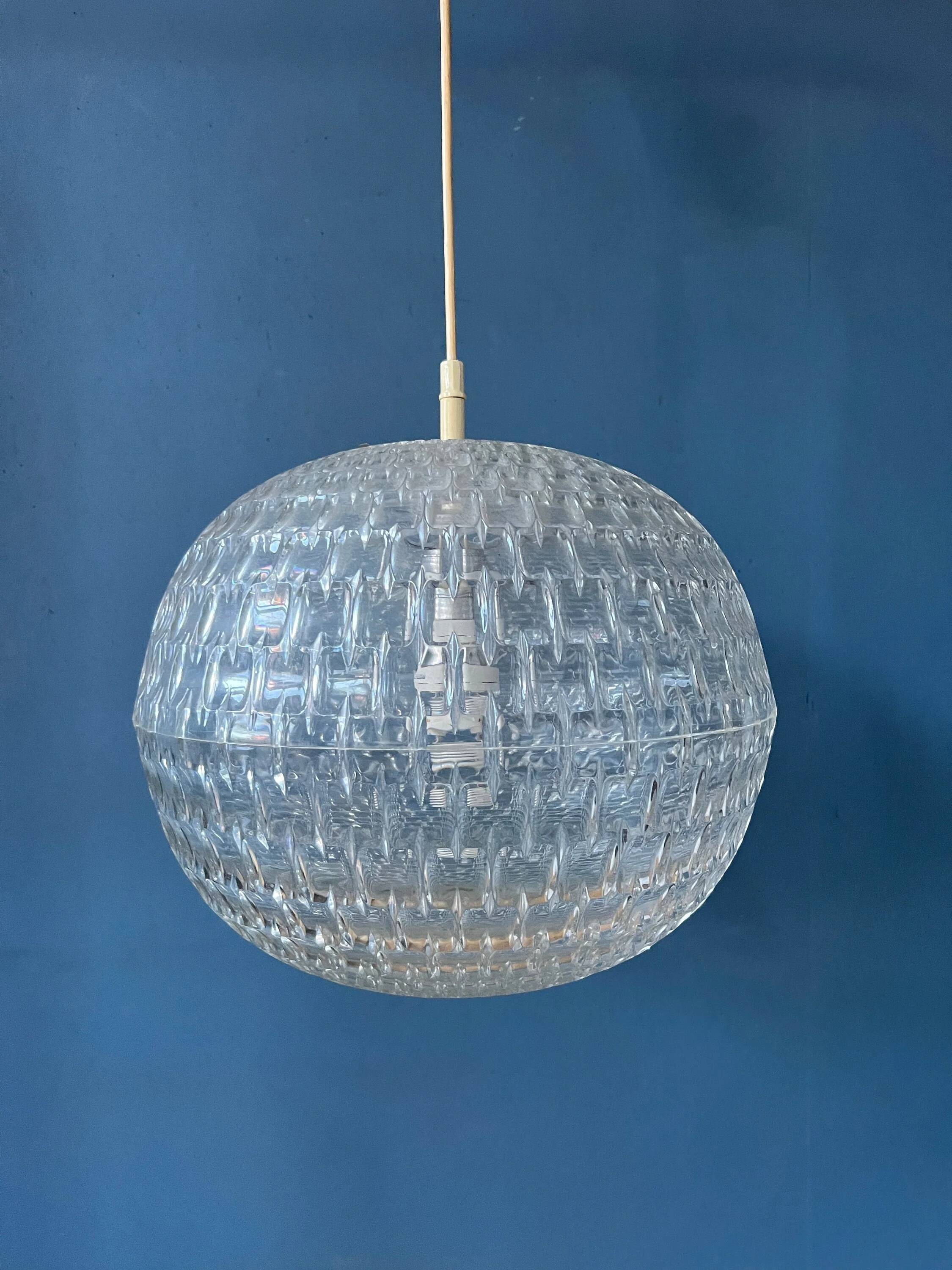 Mid-century crystal ball pendant in acrylic glass
