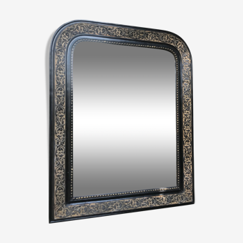 Miroir Napoléon III doré et noir 61x48,5cm