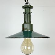 Industrial Green Enamel Pendant Lamp with Cast Aluminium Top, 1960