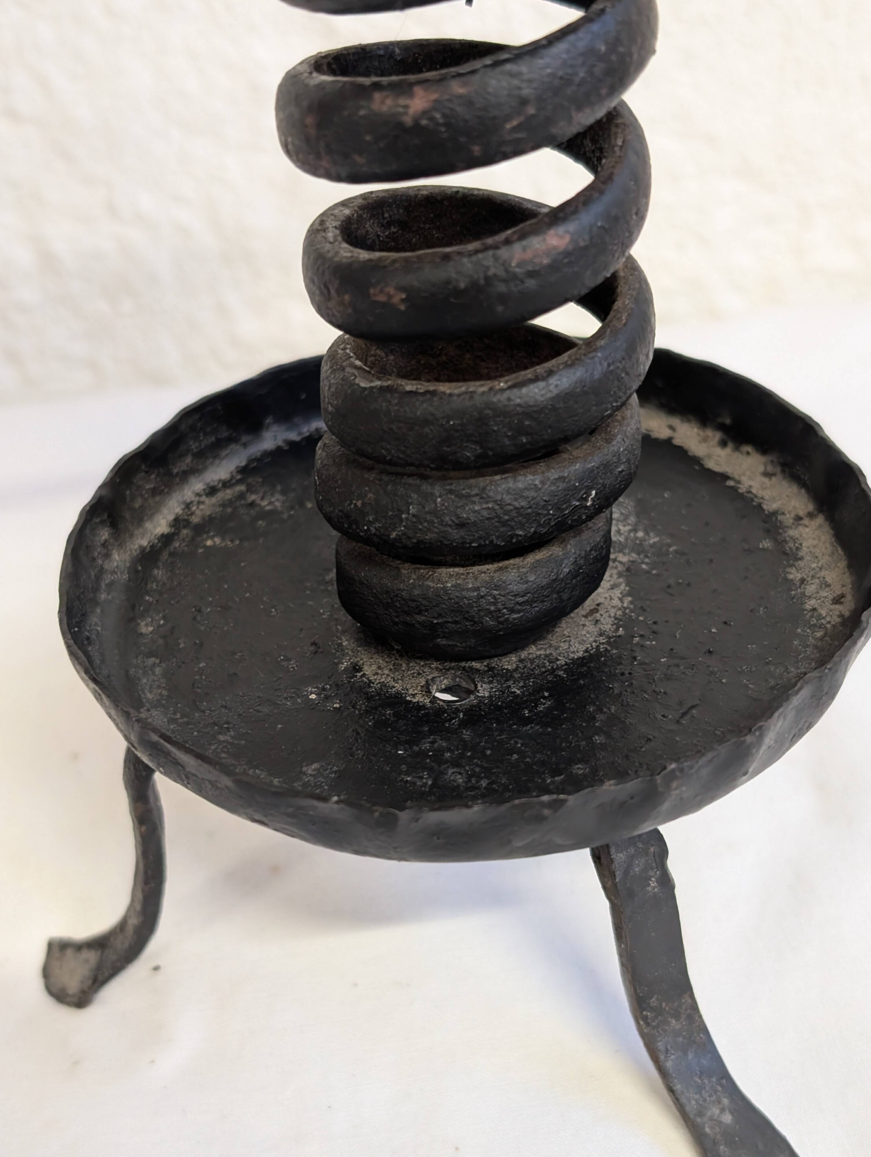 Vintage brutalist wrought iron candlestick