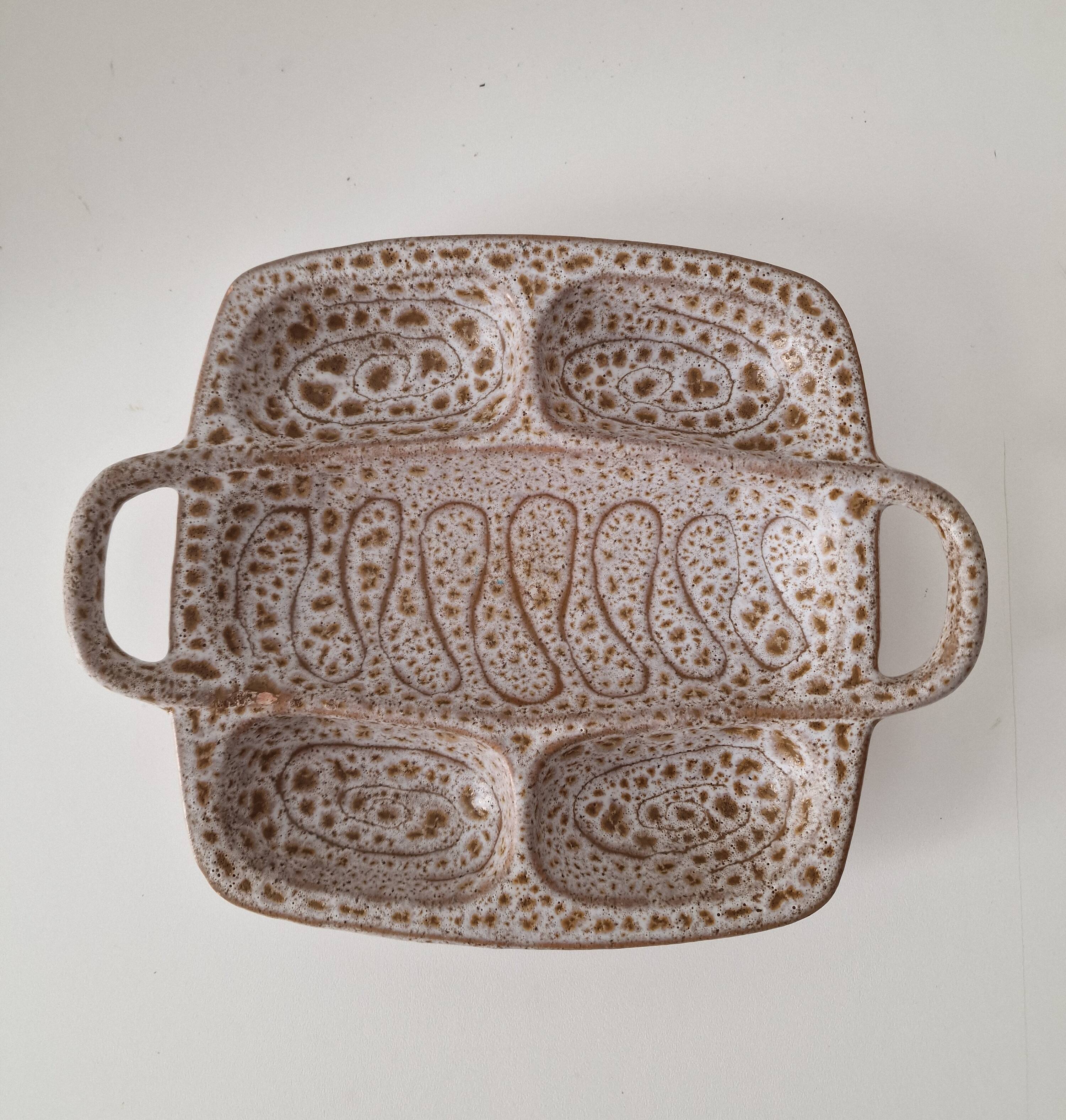 Dish with aperitif compartment / empty pocket signed Austruy Vallauris