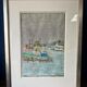 Tableau Marine. Original pastel signed by Henri Reiter. Port Normandie.