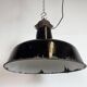 Industrial Black Enamel Factory Lamp with Cast Iron Top, 1950s