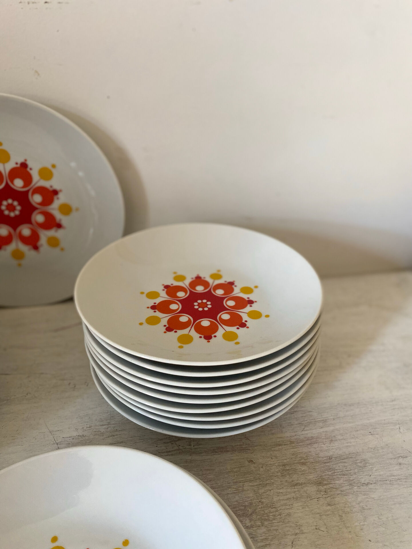 Service de table vintage Winterling, 20 pièces, décor pop années 70