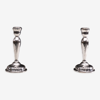 Pair of german silver candlesticks rococo style, 1920s