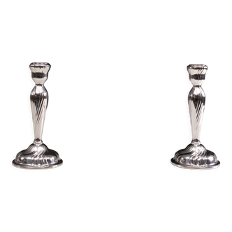 Pair of german silver candlesticks rococo style, 1920s