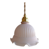 Pale pink vintage glass lamp, gold socket