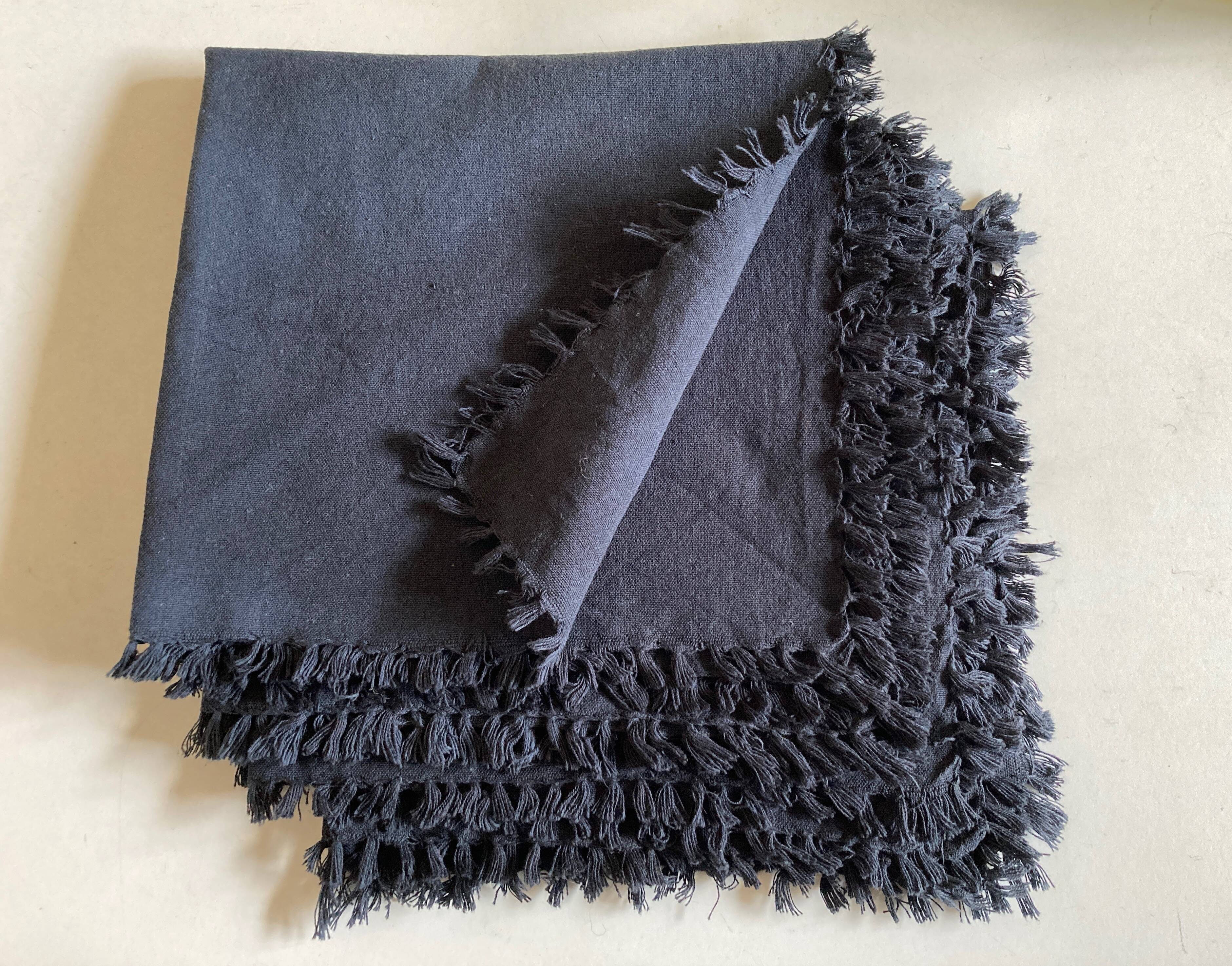 Set of 4 1960 Riviera towels in canvas with knotted fringes