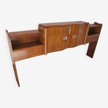 Headboard – console – sideboard – art deco – 2 doors – 2 niches in solid walnut e