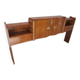 Headboard – console – sideboard – art deco – 2 doors – 2 niches in solid walnut e