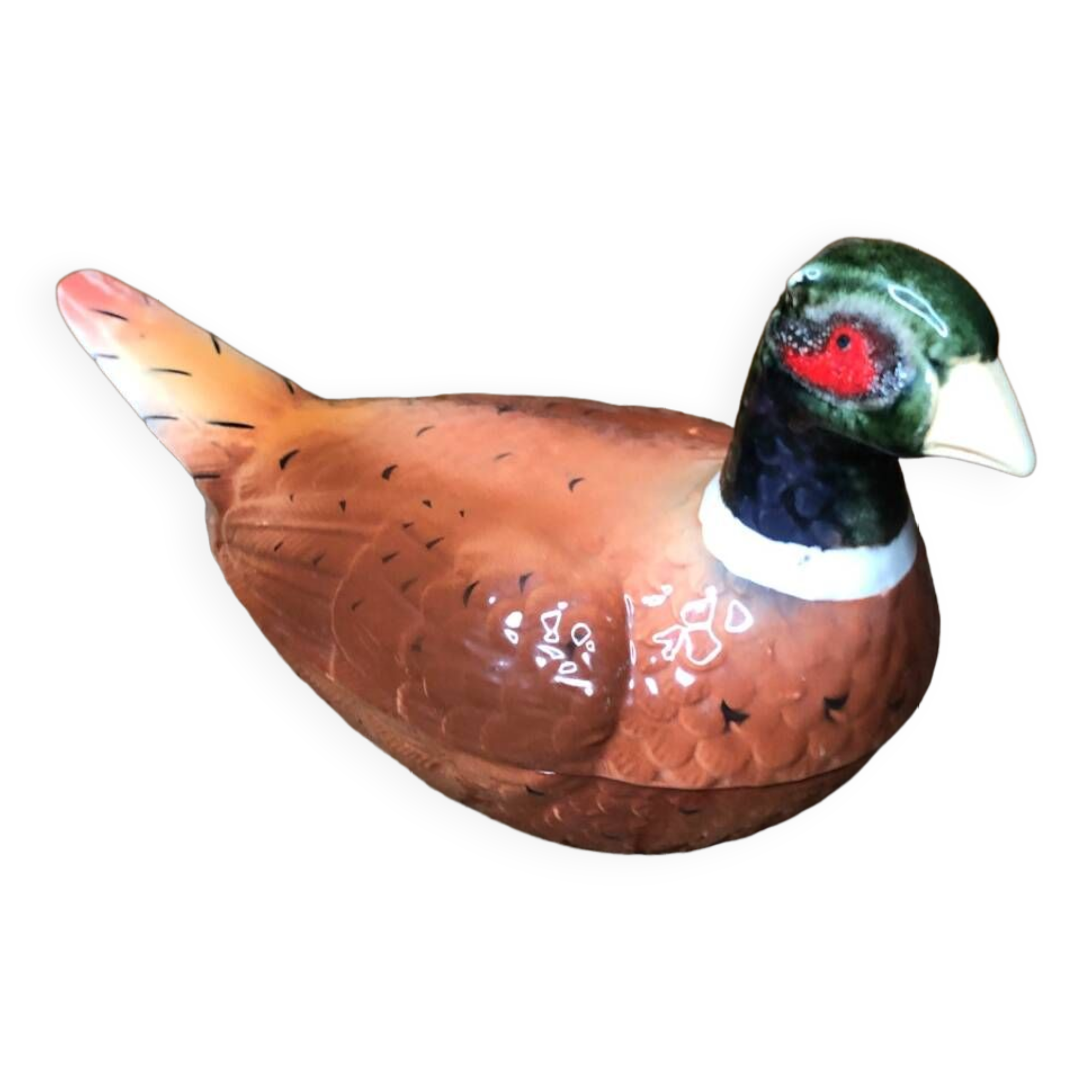 Old michel caugant terrine pheasant shape vintage ceramic