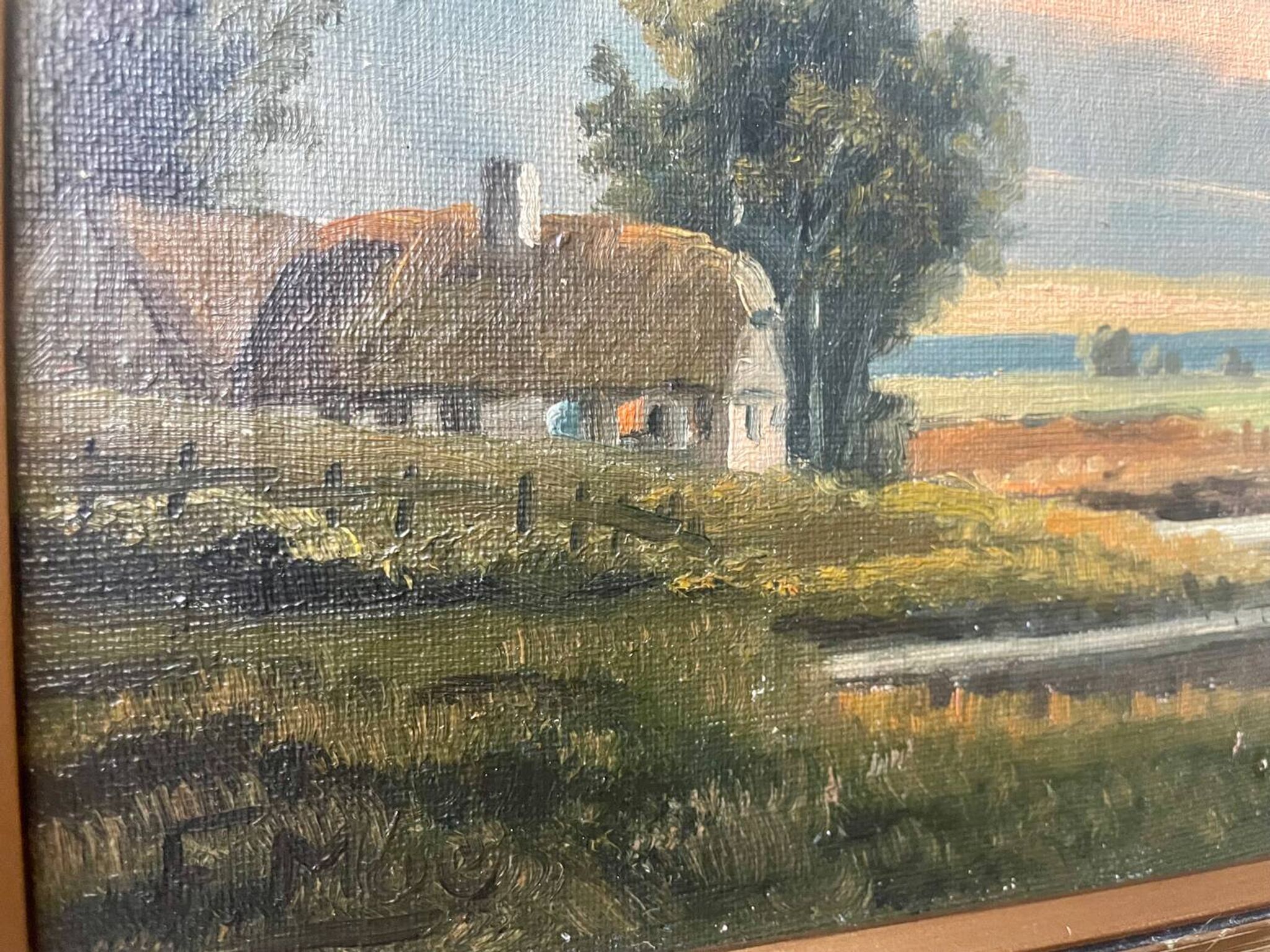 Vintage Landscape oil on canvas With Wooden frame