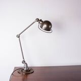 Metal desk lamp, Industrial style with two articulated arms by Jean-Louis Domecq for Jieldé.