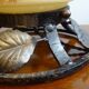 Old wrought iron and opaline night light lamp