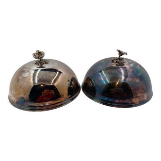 Pair of flat bell in silver metal