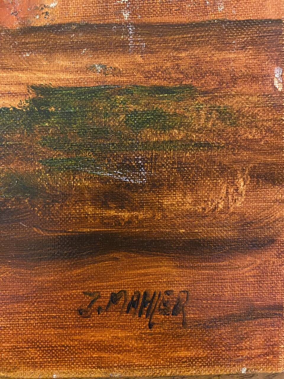 Still life with basket of wild flowers signed Mahler 20th century