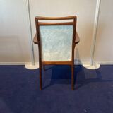 Set of 2 chairs and 2 armchairs in wood and gray velvet