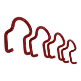 Set of 4 "taka" pink coat hooks by Cesare Rota Nodari for Acerbis, 1960.