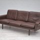 1970s, Danish 3-seater sofa, original brown leather.