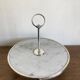 Silver-plated rotating platter and white marble pastry stand 1960 neoclassical