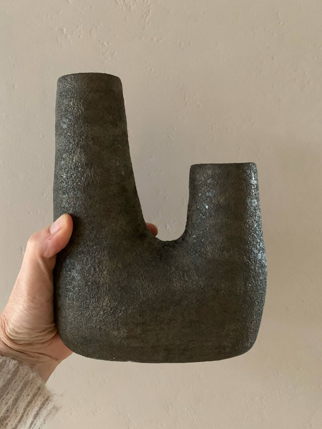Organic-shaped stoneware vase