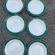 6 flat plates in white earthenware and green edging Digoin Sarreguemines vintage