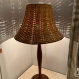 Table lamp wood and wicker