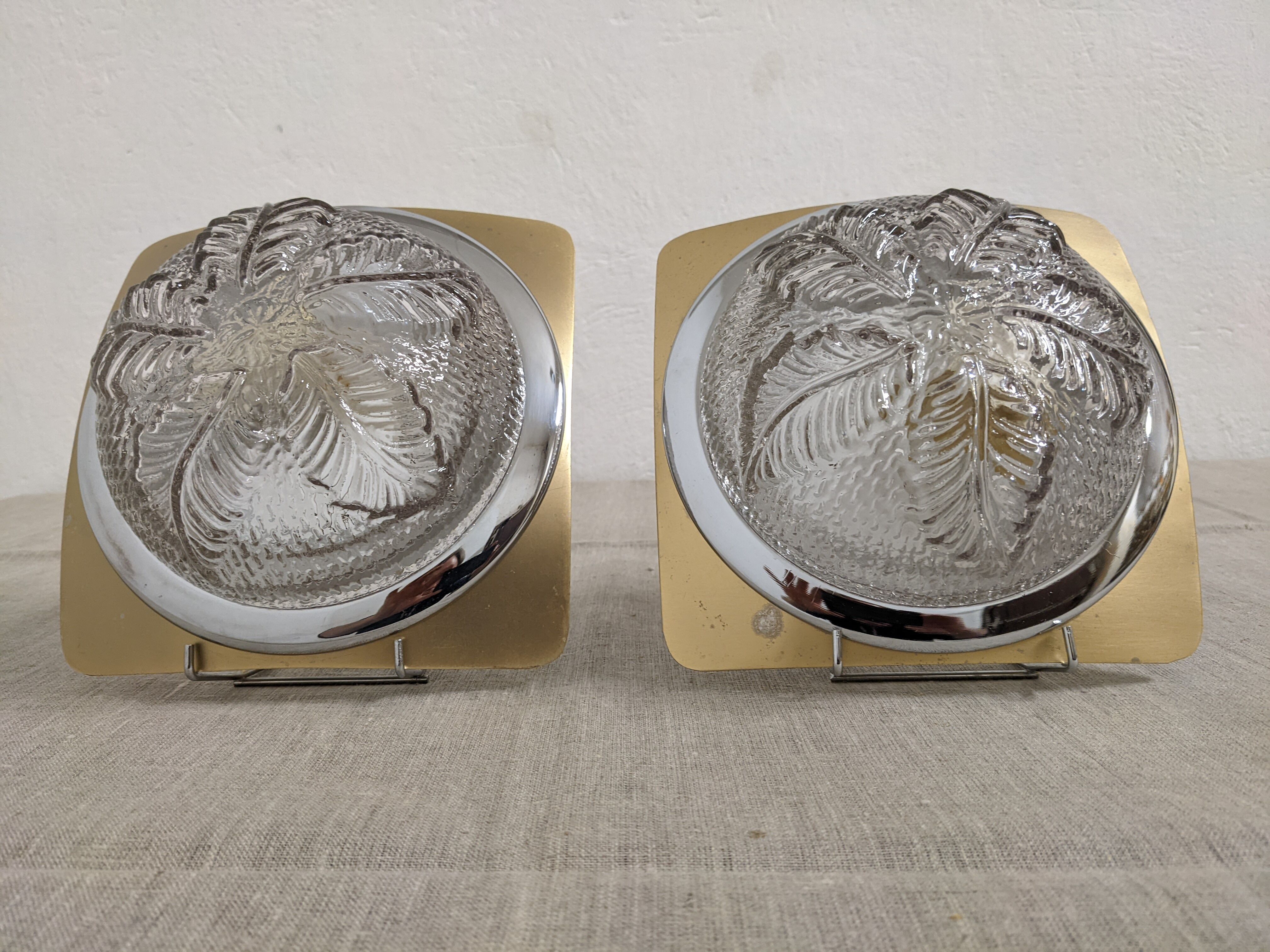 Pair of glass wall lamps from the 70s/80s